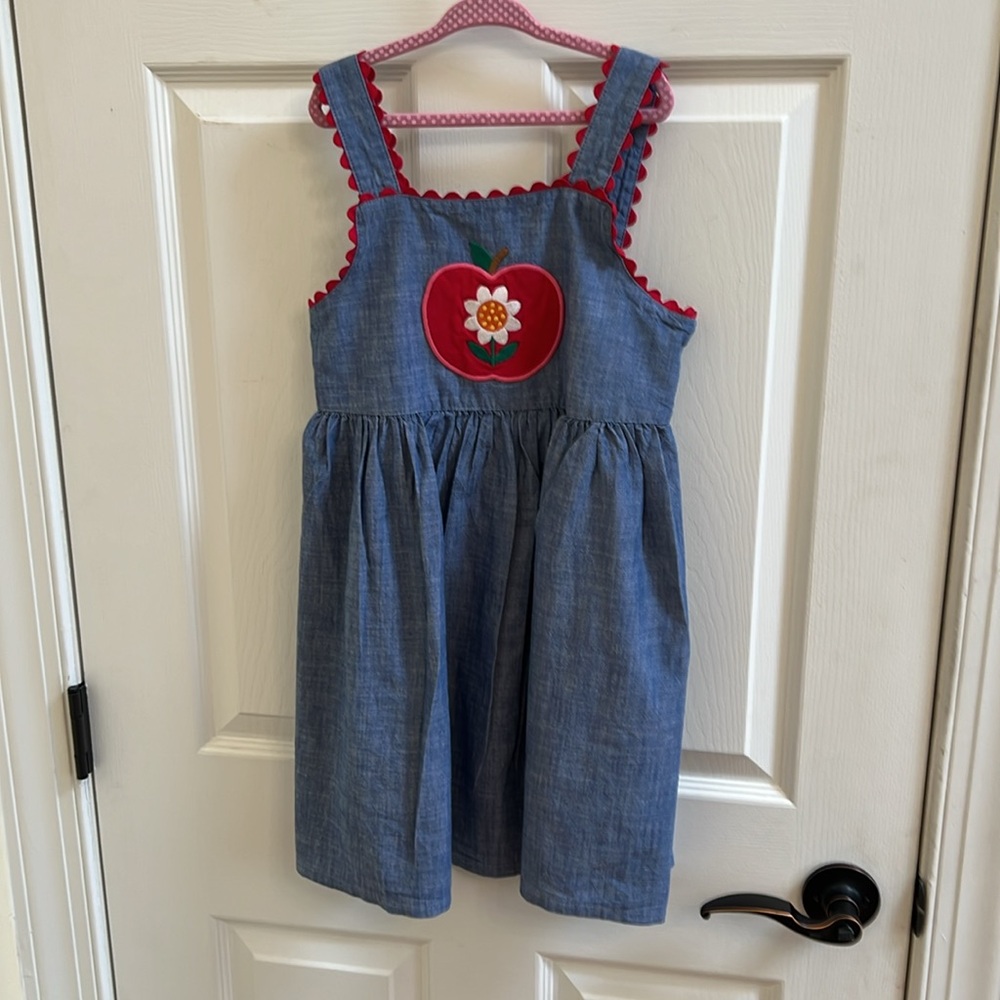 Gymboree Blue Denim Jumper with Apple Patch Size 8